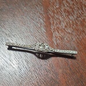 Elegant Silver Barrette with Rhinestone Brooch